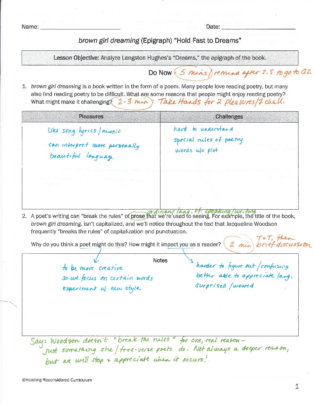 Bgd Lesson 1 Lesson Preparation Teach Like A Champion