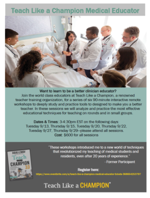 Workshop: Helping Medical Educators Become Master Teachers