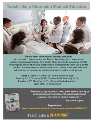 Details on Our First Workshop Specifically for Medical Educators